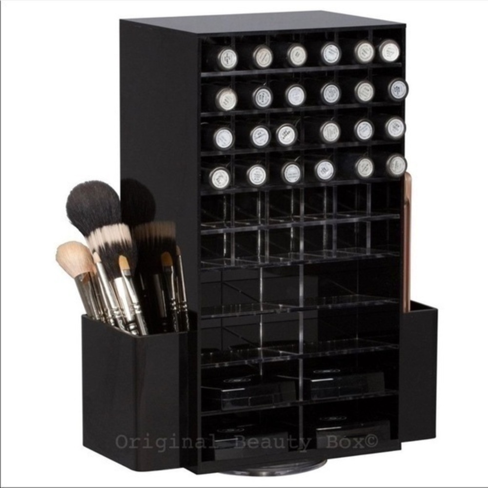 Original Beauty Box Black Acrylic Rotating Makeup Organizer